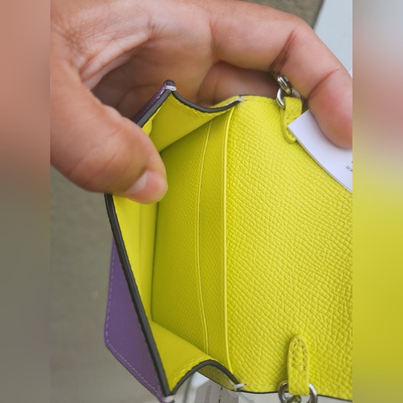 NWT Coach Brown Mini Wallet on a Chain in Colorblock - Picture 4 of 16